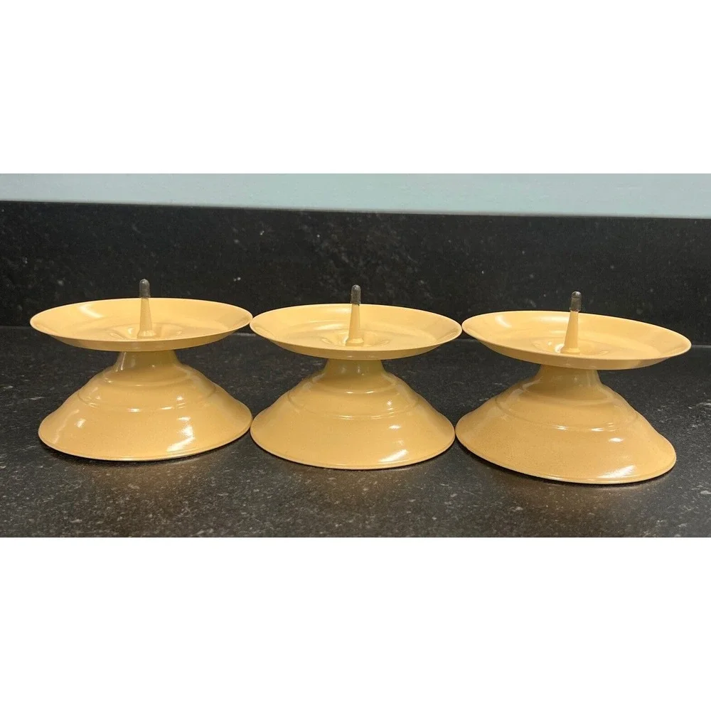Vintage Set Of 3 Hallmark Brown Candle Holders New Old‎ Stock Midcentury Modern